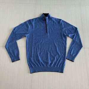 Blue wool 1/4 zip sweater